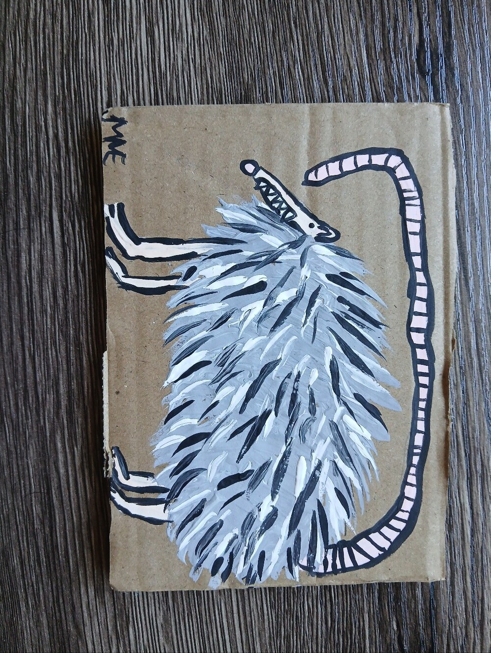 Possum Painting On Cardboard